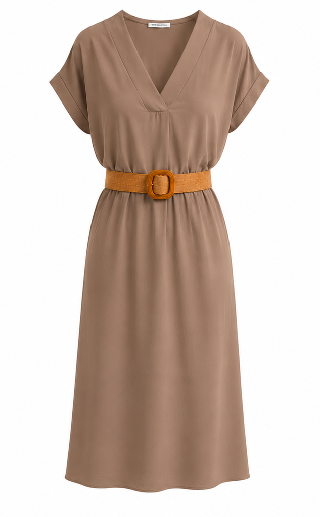 Jurk met riem - Taupe.webp