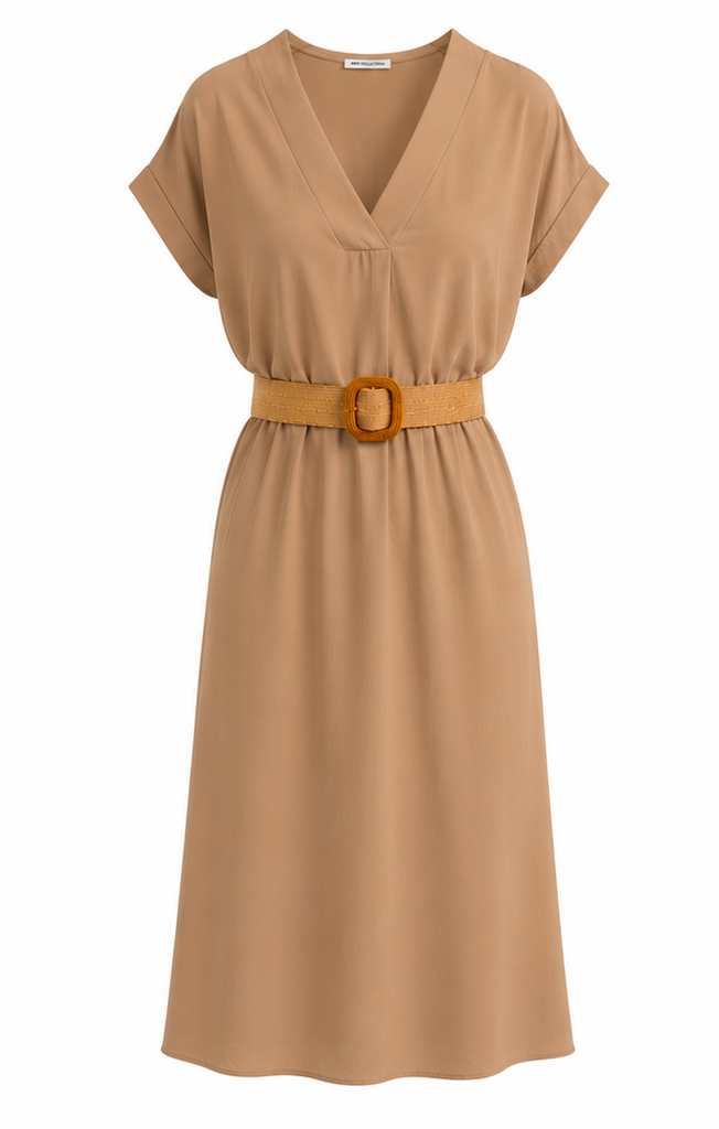 Jurk met riem - Apricot .webp