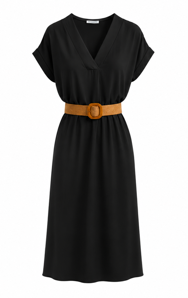 Jurk met riem - Zwart .webp