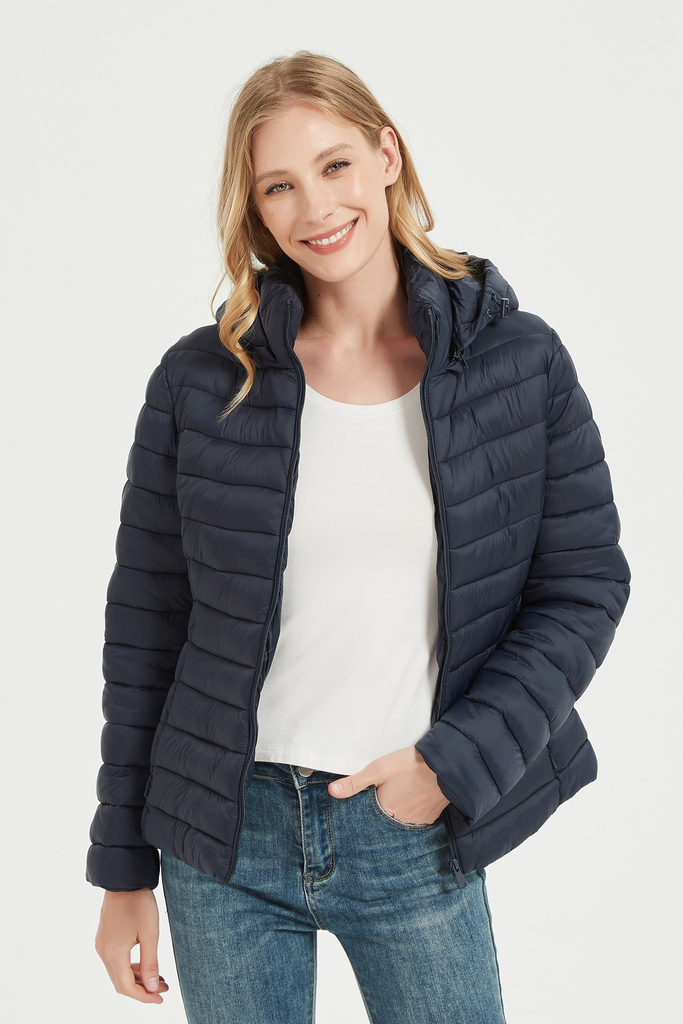 [F2015-26-S] Dames Puffer Jas - Donkerblauw (S)