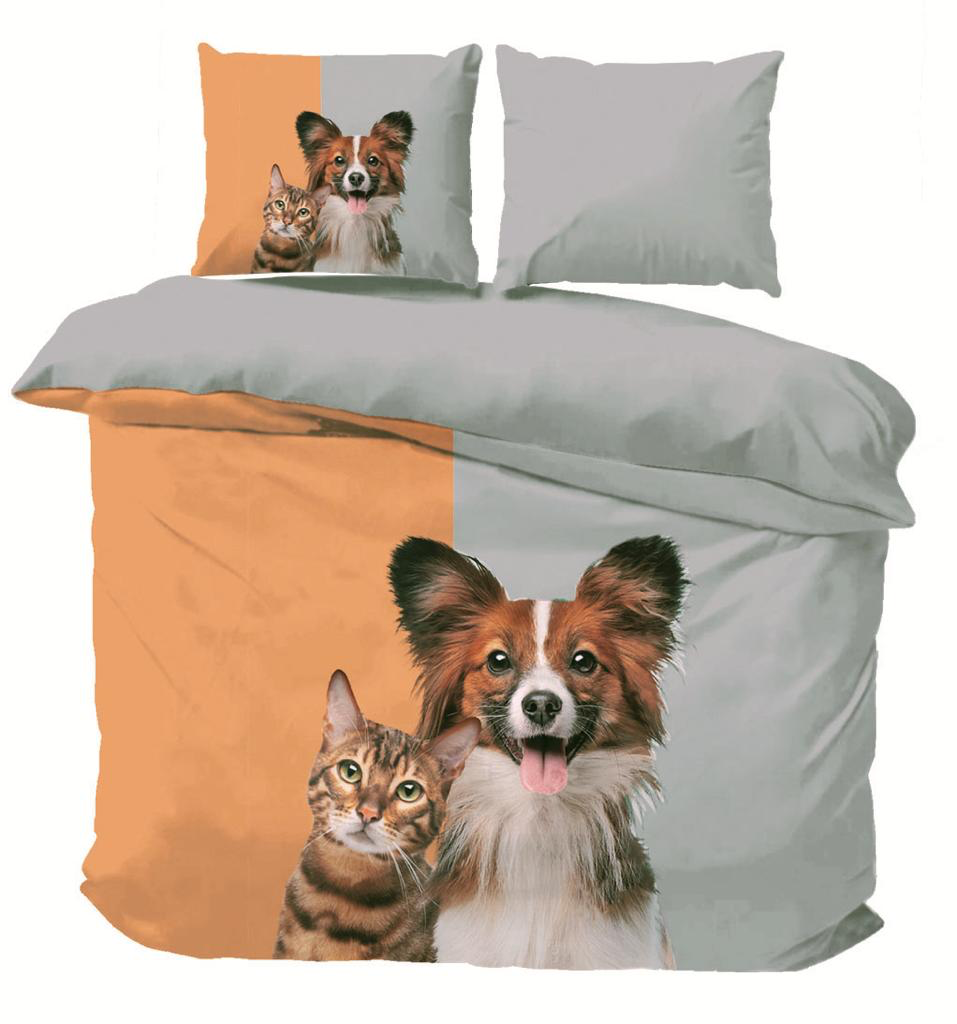 [DBO-CAT&DOG-240] Dekbedovertrek -  Kat en Hond (240x200/220)