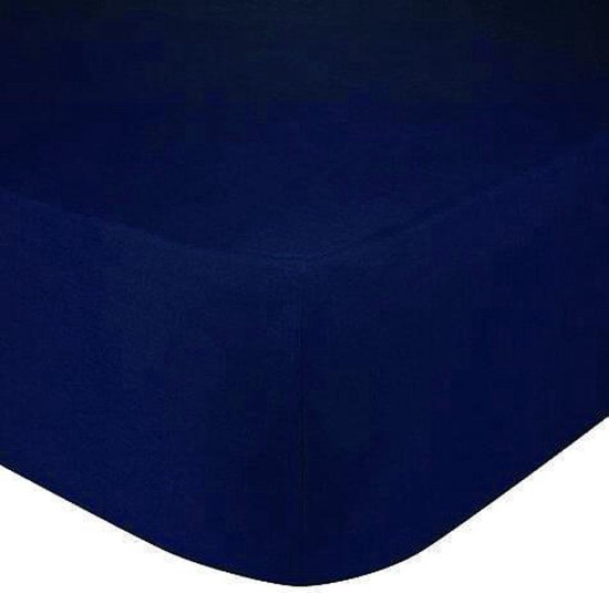 [HL-DBLAUW-90] Hoeslaken - Jersey stretch 100% katoen (Donkerblauw, 90X200+30cm)