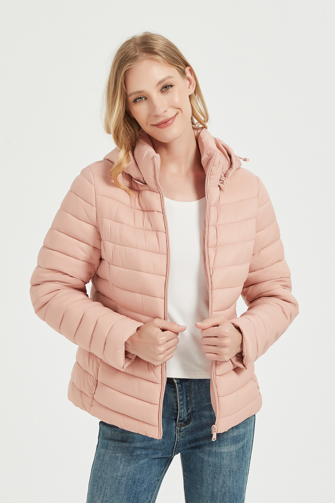 [F2015-118S] Dames Puffer Jas - Lichtroze (S)