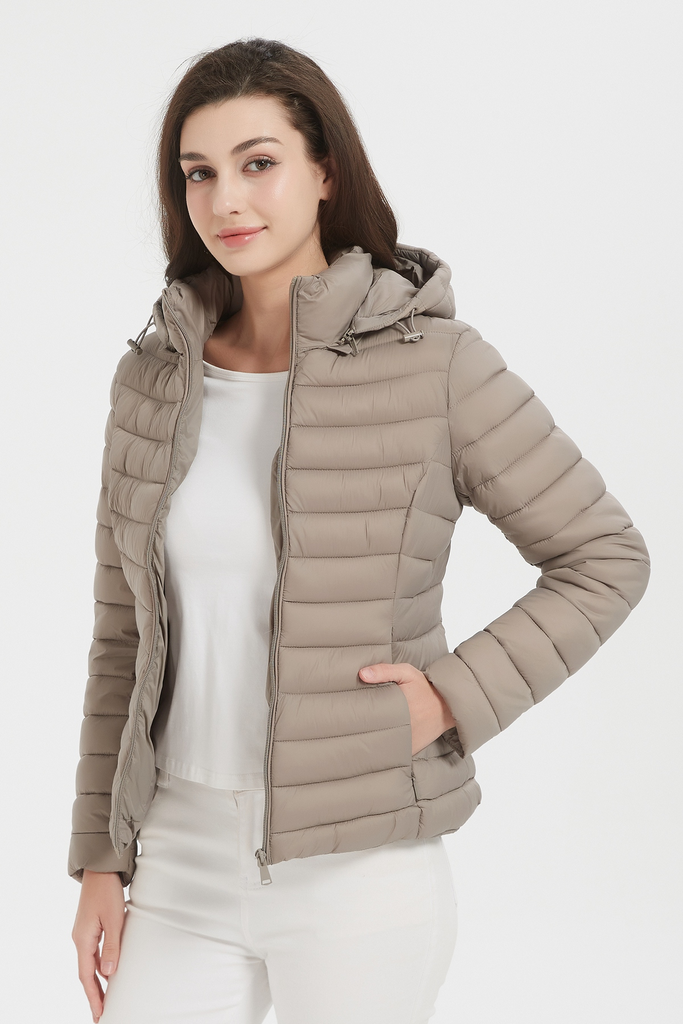 [F2015-260-S] Dames Puffer Jas - Taupe (S)