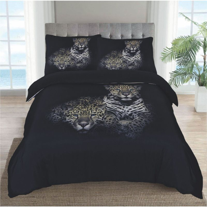 [DBO-LEOBLACK-240] Dekbedovertrek - Leopard zwart (240x200/220)