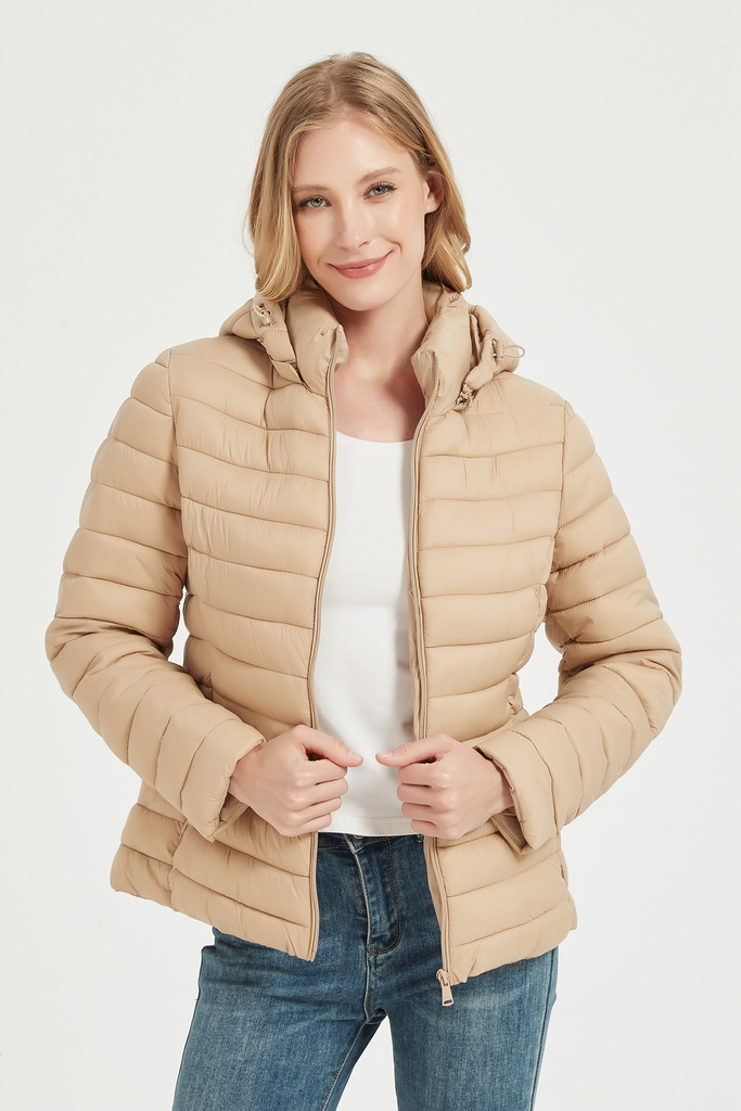 [F2015-132-S] Dames Puffer Jas - Apricot (S)