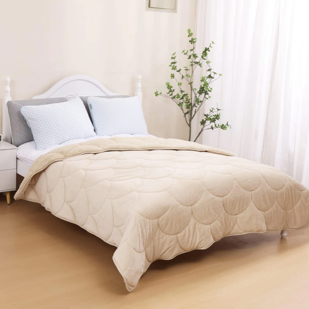 [VV-SAND-200] Velvet Sherpa Comfort Dekbed - Sand (200x220)