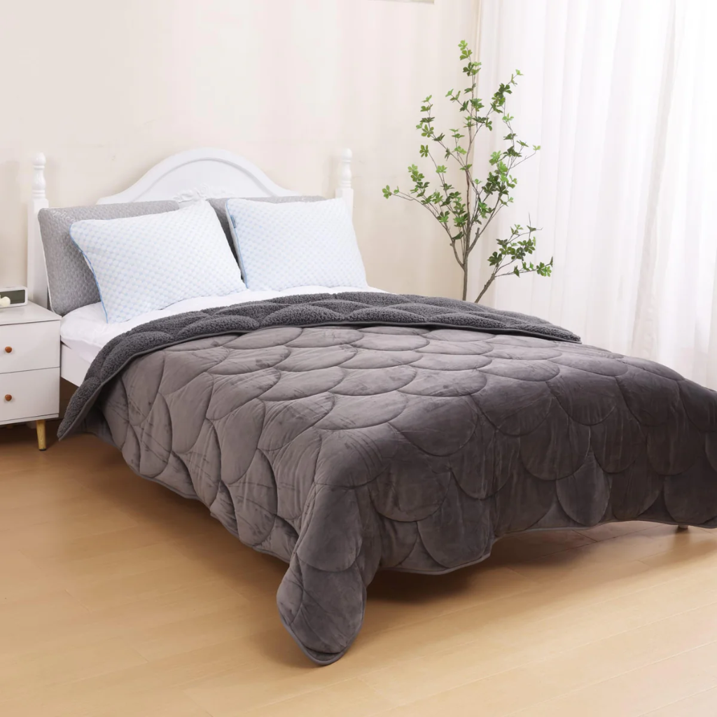 [VV-GREY-200] Velvet Sherpa Comfort Dekbed - Grey (200x220)